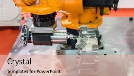  Presentation with industrial robot - Cool new presentation with robot grinding machine car part backdrop and a lemonade colored foreground