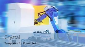  Presentation with robot - Amazing slide set having robot-gripping-and-smart-robot backdrop and a light blue colored foreground