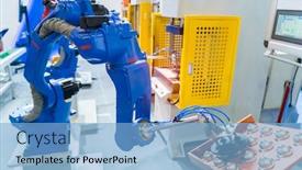  Presentation with robot - Amazing slide set having robot-gripping-and-smart-robot backdrop and a light blue colored foreground