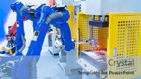  Presentation with robot - Presentation design consisting of robot-gripping-and-smart-robot background and a light blue colored foreground