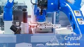  Presentation with robot - Audience pleasing slide set consisting of robot-gripping-and-smart-robot backdrop and a teal colored foreground