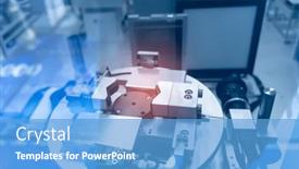  Presentation with robot - Theme having robot-gripping-and-smart-robot background and a teal colored foreground