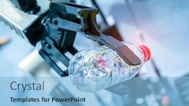  Presentation with industrial robot - PPT layouts featuring robot-hand-holding-a-bottle background and a light blue colored foreground