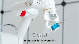  Presentation with medical robot - Presentation design with robot-hand-with-a-medical background and a light gray colored foreground