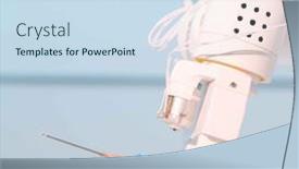  Presentation with medical robot - PPT layouts consisting of robot-hand-with-a-medical background and a sky blue colored foreground