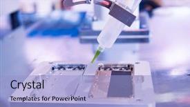  Presentation with mobile robot - PPT theme having robot holding glue syringe injection background and a light blue colored foreground