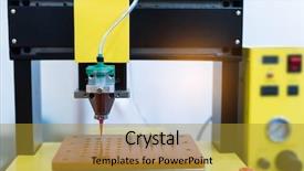  Presentation with glue - Audience pleasing PPT theme consisting of robotic industry - robot holding glue syringe injection backdrop and a gold colored foreground