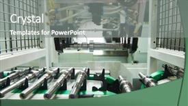  Presentation with cnc machining - Cool new theme with robot manipulator - robotized automated conveyor for detail backdrop and a  colored foreground