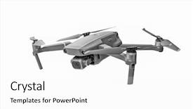  Presentation with military robot - Slide set having robot military - drone isolated on white background background and a white colored foreground