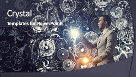  Presentation with indiana jones never stop exploring - PPT theme enhanced with robot moving - he never stops to move background and a tawny brown colored foreground