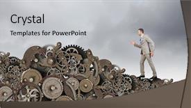  Presentation with forward - Audience pleasing PPT theme consisting of robot moving - he never stops to move backdrop and a  colored foreground