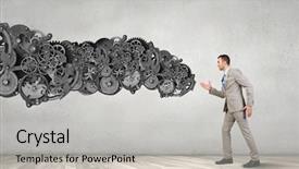  Presentation with indiana jones never stop exploring - Presentation design featuring robot moving - he never stops to move background and a light gray colored foreground