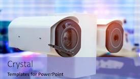  Presentation with cctv camera - Cool new presentation design with robot-of-cctv-security-surveillance backdrop and a light blue colored foreground