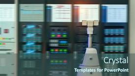  Presentation with security robot - Amazing presentation having robot-of-cctv-security-surveillance backdrop and a ocean colored foreground