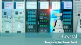  Presentation with cctv camera - Presentation with robot-of-cctv-security-surveillance background and a teal colored foreground