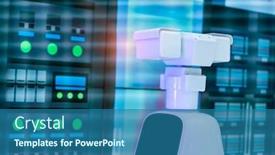  Presentation with cctv camera - Colorful presentation theme enhanced with robot-of-cctv-security-surveillance backdrop and a ocean colored foreground