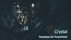  Presentation with military robot - Presentation theme having robot space man with metal background and a wine colored foreground