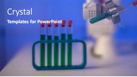  Presentation with test tube laboratory - PPT theme enhanced with robot-take-a-test-tube background and a cobalt blue colored foreground