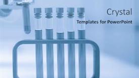  Presentation with test tube laboratory - PPT layouts with robot-take-a-test-tube background and a light blue colored foreground