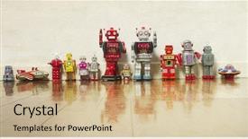  Presentation with robot - Amazing presentation design having robot team backdrop and a coral colored foreground