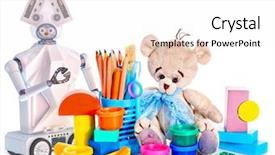  Presentation with robot toy - Theme enhanced with robot toy and stuffed animals background and a white colored foreground