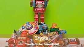  Presentation with robot toy - PPT theme with best mechanical - robot toy stands background and a red colored foreground