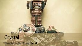  Presentation with robot toy - Slides having humility - robot toy stands background and a coral colored foreground