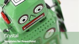  Presentation with robot toy - Colorful slide set enhanced with robot toy backdrop and a seafoam green colored foreground
