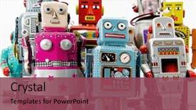  Presentation with robot - Cool new presentation theme with robot toys backdrop and a violet colored foreground