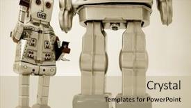  Presentation with robot - Presentation enhanced with pursue - robot toys background and a mint green colored foreground