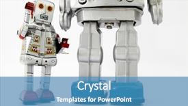  Presentation with robot - Slides featuring robot toys background and a teal colored foreground
