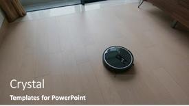  Presentation with vacuum cleaner robot - PPT theme consisting of robot-vacuum-cleaner background and a gray colored foreground