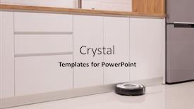  Presentation with vacuum cleaner robot - Beautiful theme featuring robot-vacuum-cleaner backdrop and a light gray colored foreground