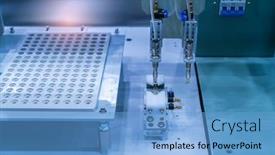  Presentation with manufacture - Amazing presentation theme having robot with vacuum suckers picks the item from the conveyor in manufacture factory backdrop and a teal colored foreground