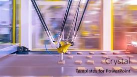  Presentation with food industry - Beautiful theme featuring robot-with-vacuum-suckers backdrop and a coral colored foreground