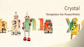  Presentation with thank - PPT layouts enhanced with robot word thank you background and a cream colored foreground