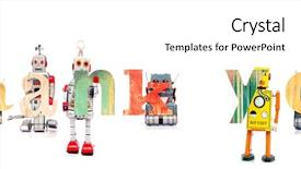  Presentation with thank - Amazing slide deck having robot word thank you backdrop and a cream colored foreground