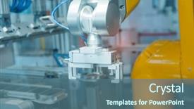  Presentation with arm robot - PPT theme featuring robotic and automation system control background and a ocean colored foreground