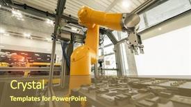  Presentation with application - Colorful theme enhanced with robotic and automation system control backdrop and a tawny brown colored foreground