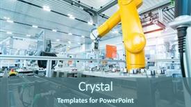  Presentation with robot arm - Theme featuring robotic and automation system control background and a ocean colored foreground