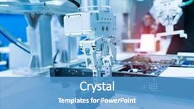  Presentation with robot arm - Beautiful presentation theme featuring robotic and automation system control backdrop and a teal colored foreground