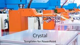  Presentation with arm robot - Presentation design featuring robotic and automation system control background and a light blue colored foreground