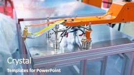  Presentation with arm robot - Audience pleasing slide deck consisting of robotic and automation system control backdrop and a teal colored foreground