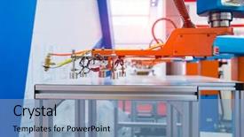  Presentation with arm robot - Cool new PPT layouts with robotic and automation system control backdrop and a teal colored foreground