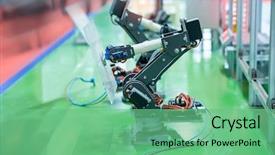  Presentation with robot arm - Amazing theme having robotic and automation system control backdrop and a seafoam green colored foreground