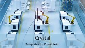  Presentation with arm robot - Beautiful theme featuring robotic and automation system control backdrop and a light blue colored foreground