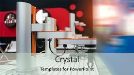  Presentation with robot arm - Beautiful PPT theme featuring robotic and automation system control backdrop and a light gray colored foreground