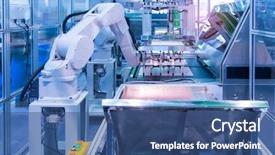  Presentation with arm robot - Beautiful theme featuring robotic and automation system control backdrop and a ocean colored foreground