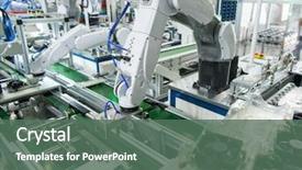  Presentation with robot arm - PPT layouts featuring robotic and automation system control background and a ocean colored foreground