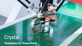  Presentation with compressed air - Slide set with robotic and pneumatic piston sucker background and a ocean colored foreground